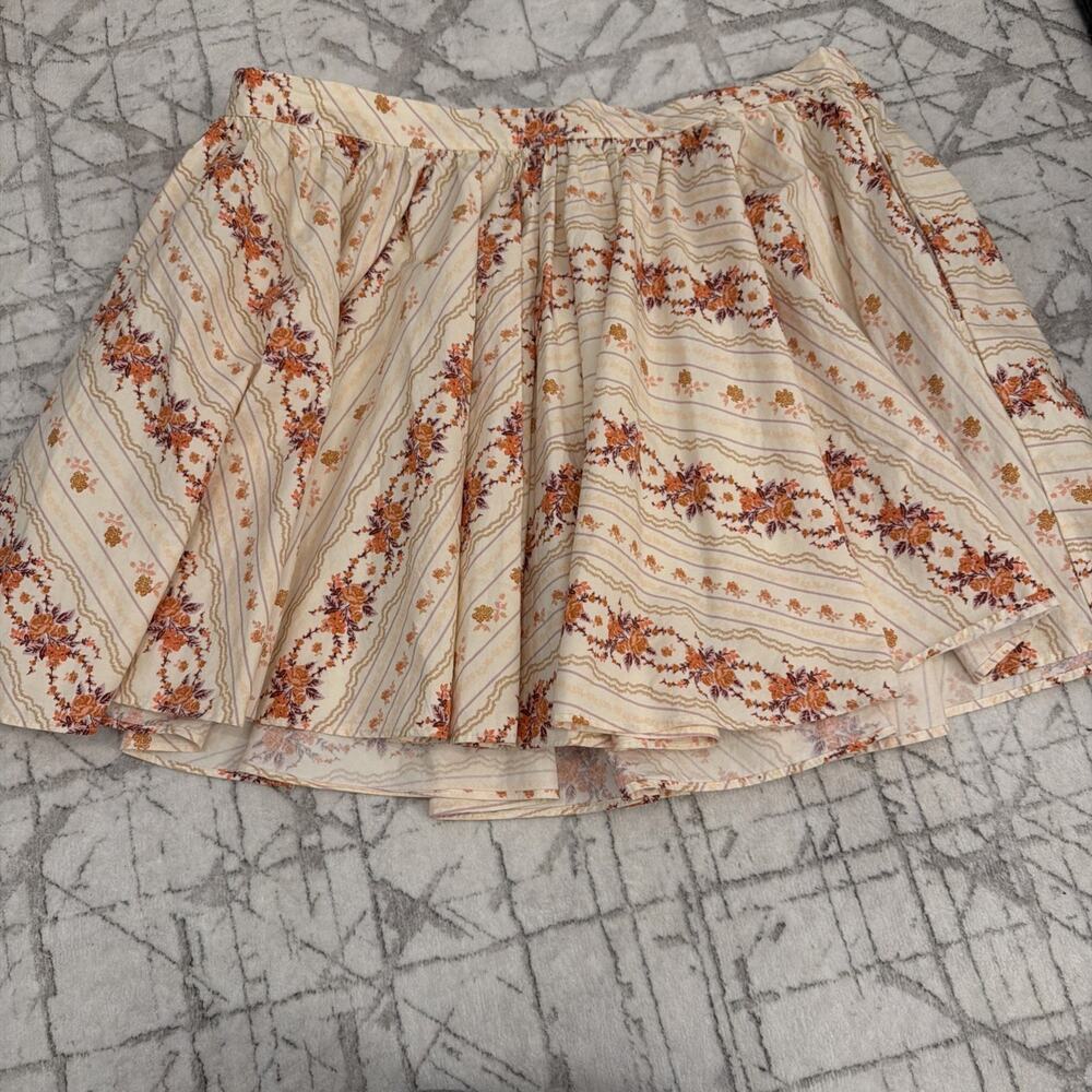 NEW Free People‎ Gaia Skirt Sz Medium Ivory Floral Print Pockets